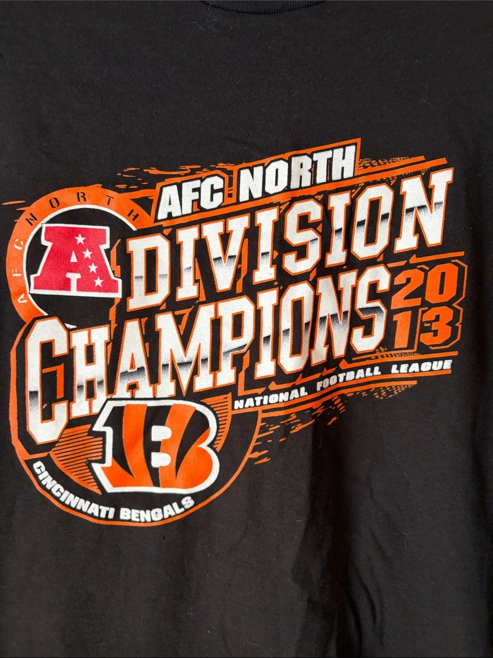 Cincinnati Bengals AFC North Division Champions 2013 Tee - Black & Orange - Picture 2 of 5